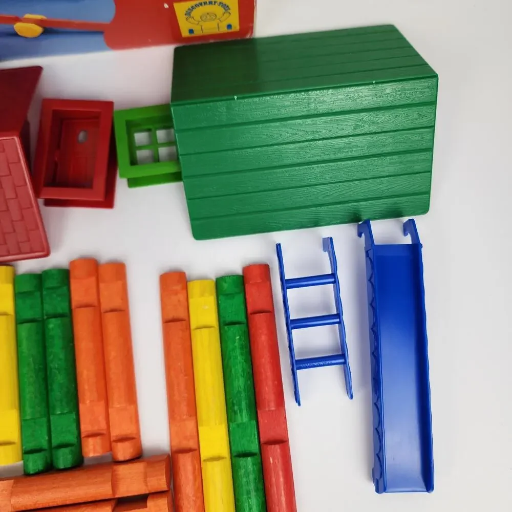 Discovery Toys 2001 Timber Time Playland Building Primary Colors Logs Cabin